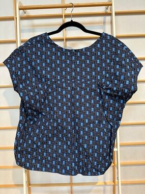 Marni Navy and Blue Geometric Print Blouse